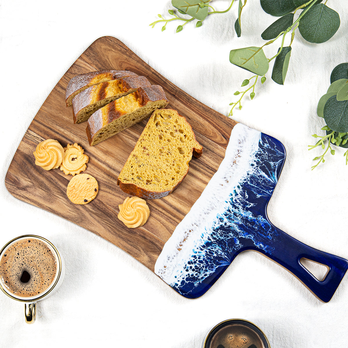 Ocean Inspired Epoxy Resin Cutting Board with Handle – Unique & Durable