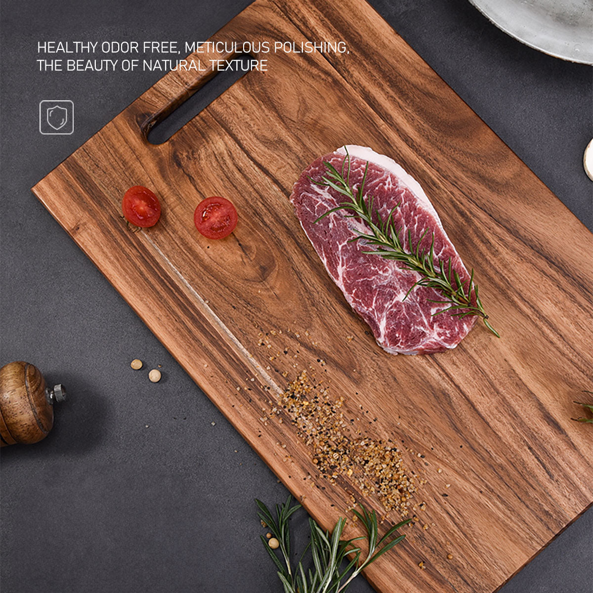 Large Acacia Wood Cutting Board with Hanging Hole - Perfect for Everyday Use