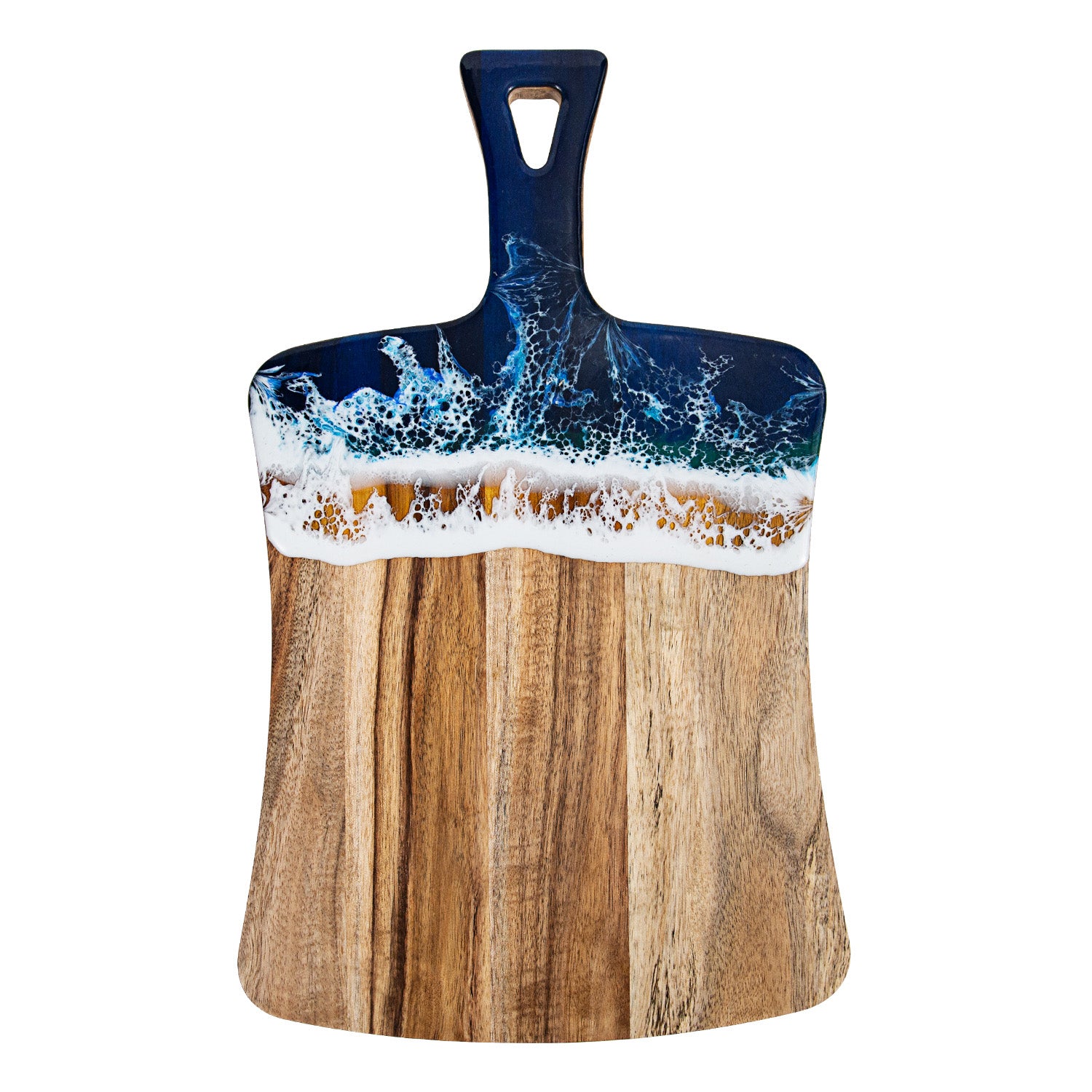 Ocean Inspired Epoxy Resin Cutting Board with Handle – Unique & Durable