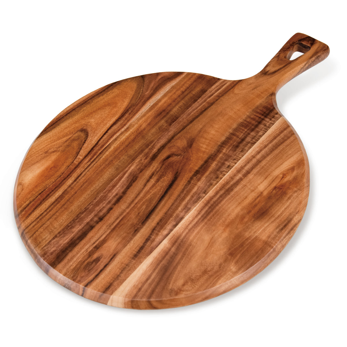 Handcrafted Round Wooden Cutting Board with Handle