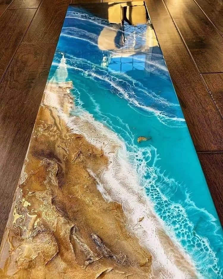 Ocean Epoxy Resin Dining Table – Custom Handmade Coastal Design