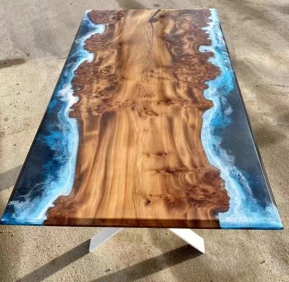 Ocean Epoxy Resin Dining Table – Custom Handmade Coastal Design