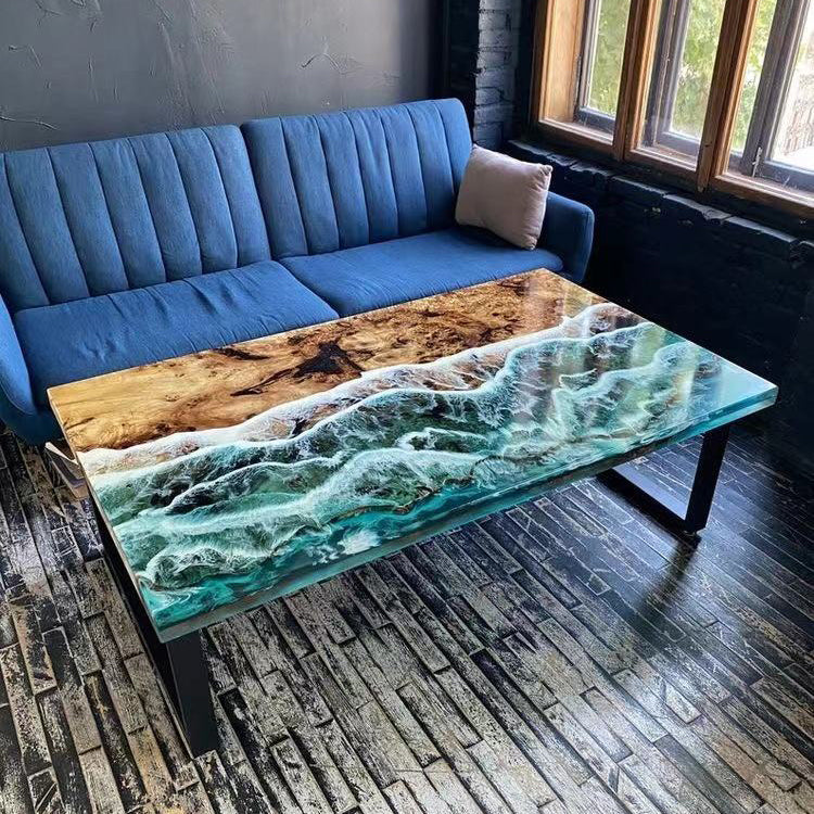 Ocean Epoxy Resin Dining Table – Custom Handmade Coastal Design