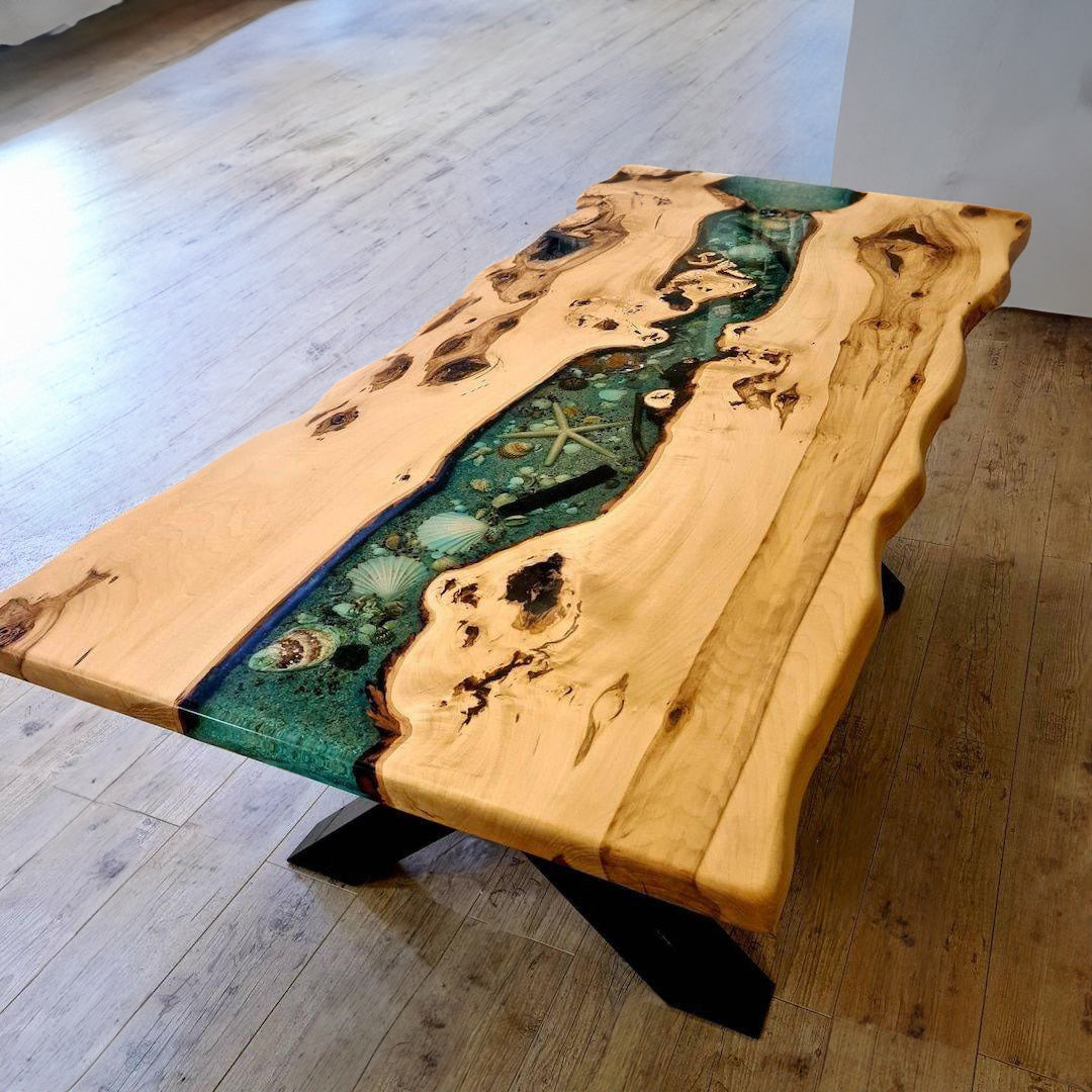 Live Edge Ocean Resin Table – Handmade Custom River Table