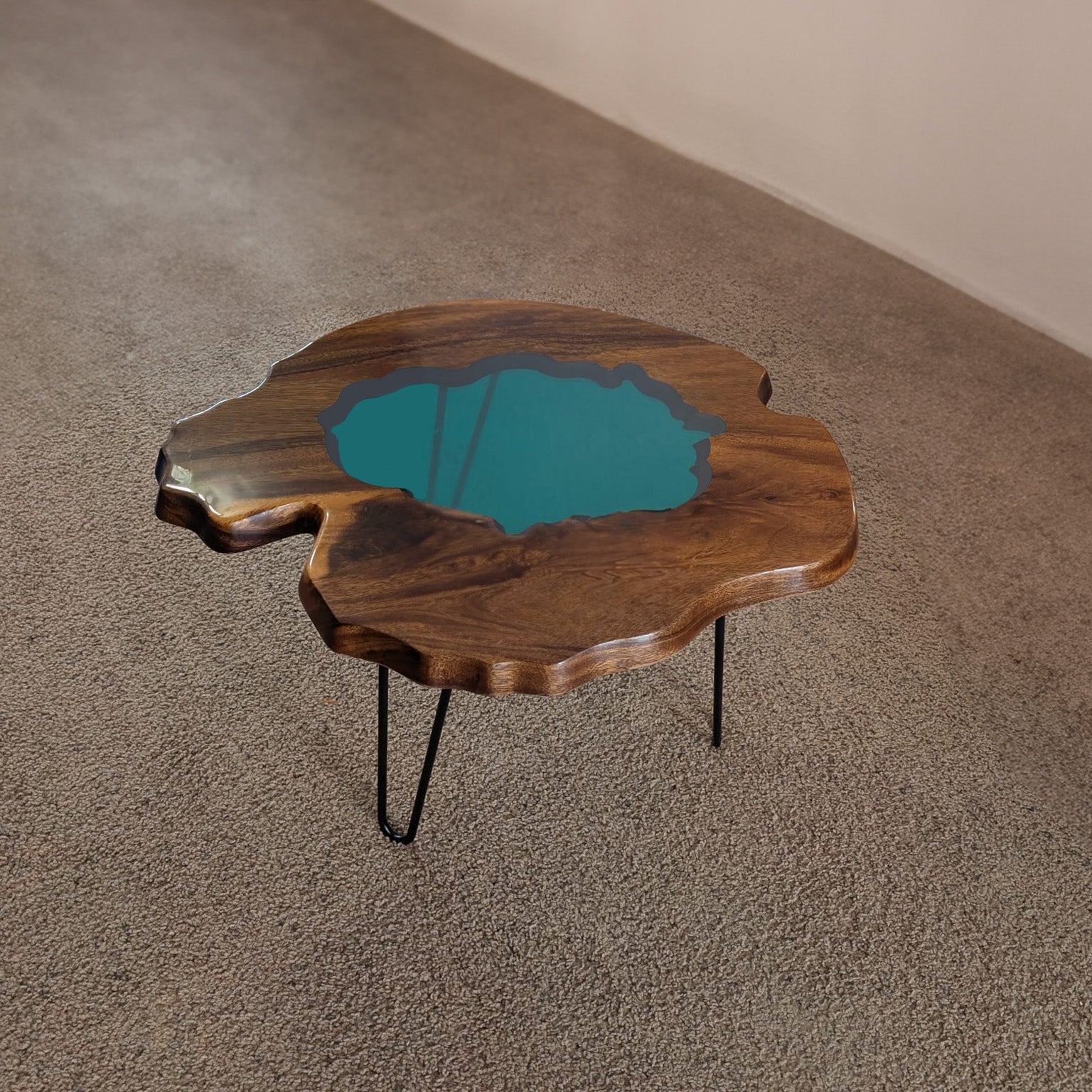 Handcrafted Live Edge Wood & Resin Table – Unique Accent Furniture