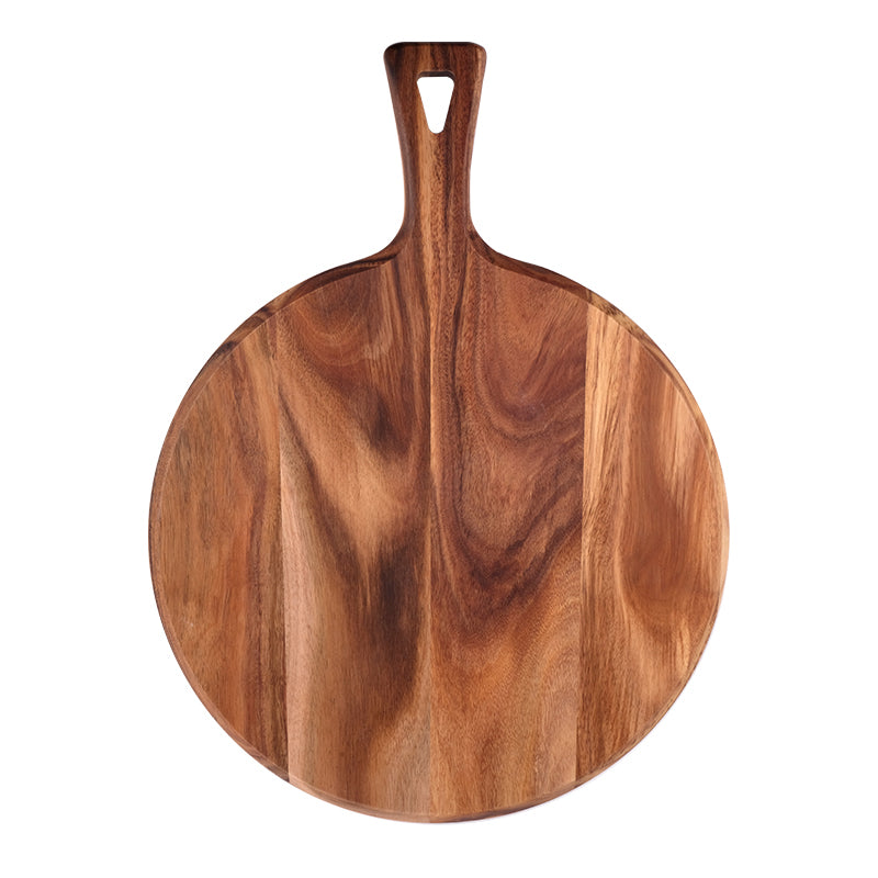 Handcrafted Round Wooden Cutting Board with Handle