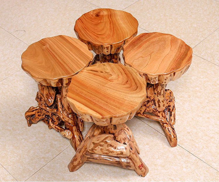 Handcrafted Wooden Rustic Stool Table – Unique Design