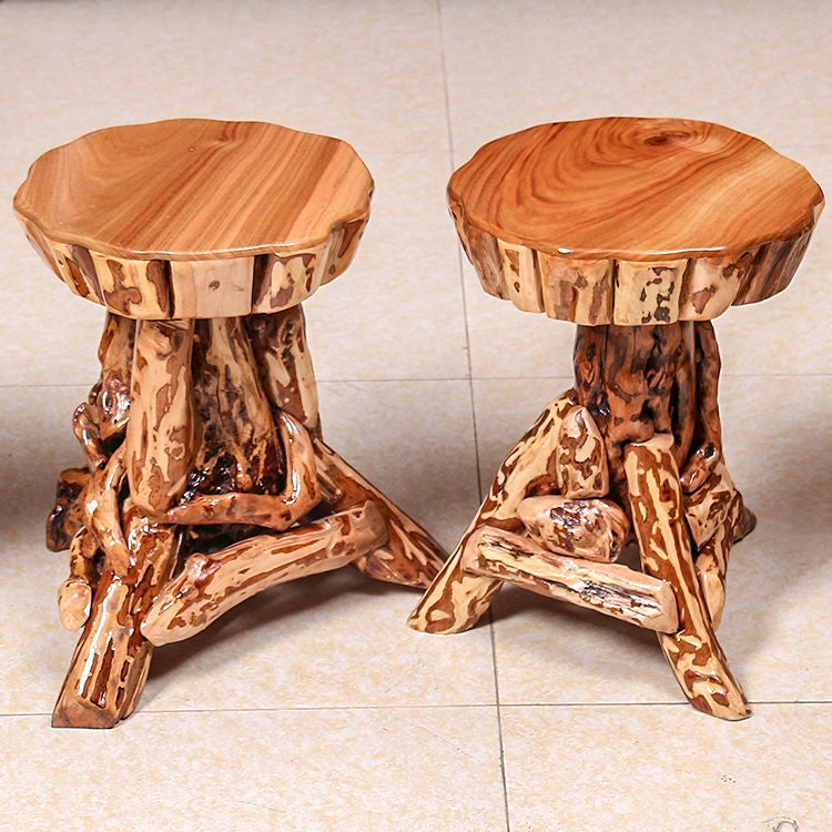 Rustic Solid Wood Side Table – Handcrafted Natural Beauty