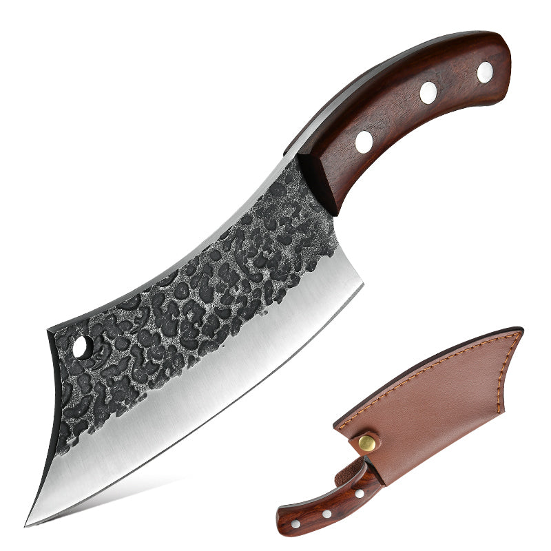 Handcrafted 6.3" Meat Cleaver Knife – High Carbon Steel with Wood Handle and Sheath