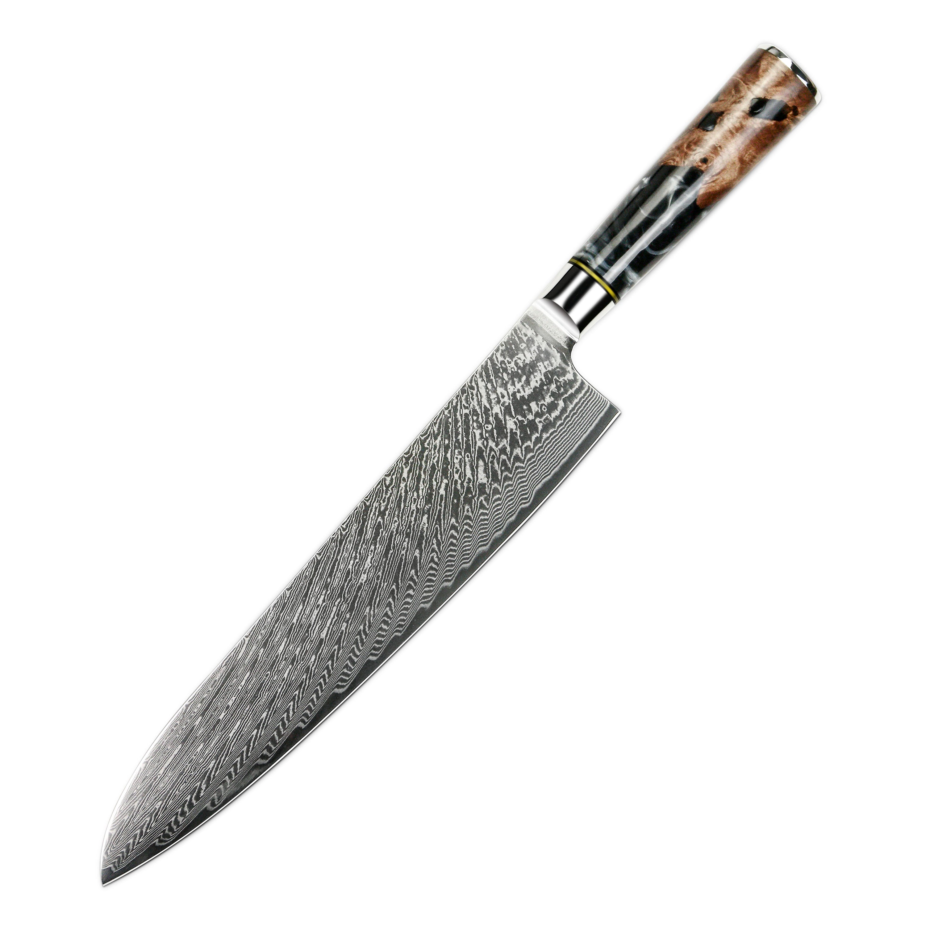 9.5" Chef Knife – Multipurpose Damascus Knife with Epoxy Resin Handle