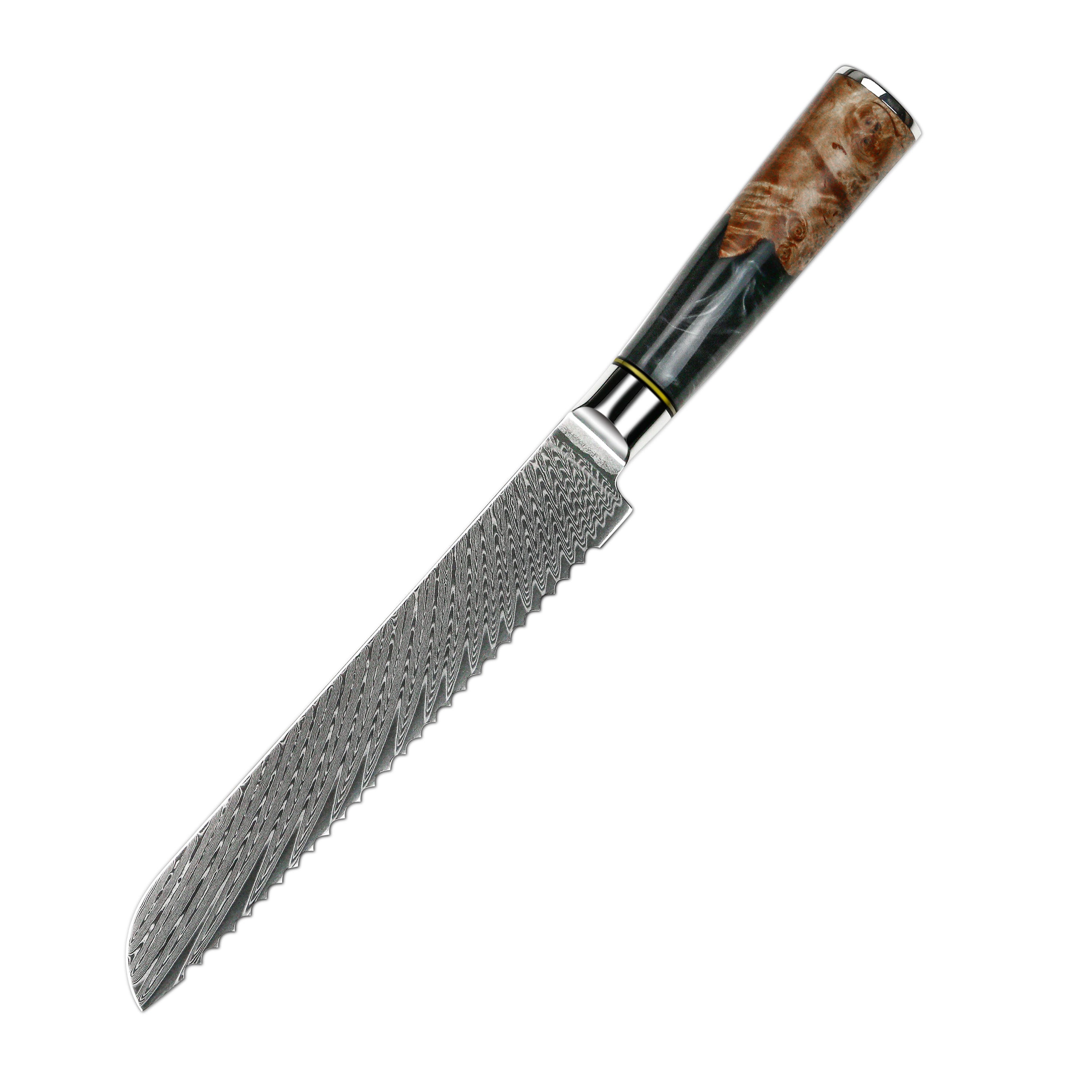 7.5" Bread Knife – Serrated Damascus Blade with Epoxy Handle