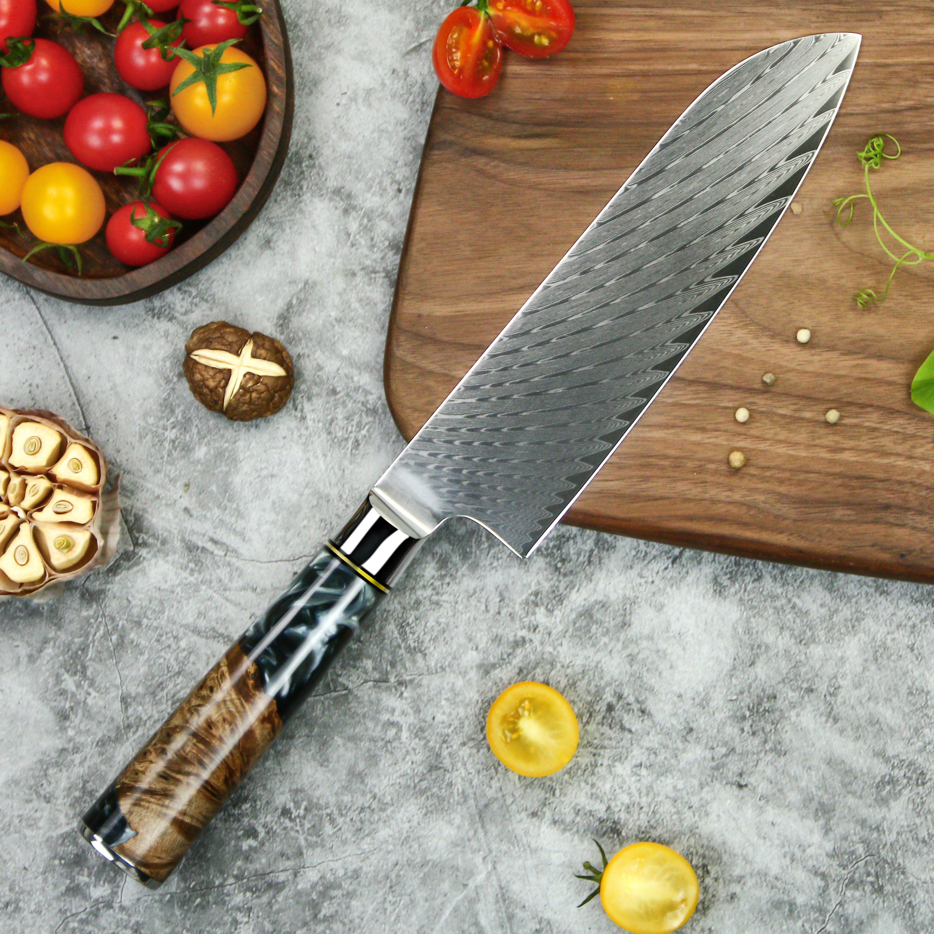 7" Santoku Knife – Japanese-Style Damascus Blade