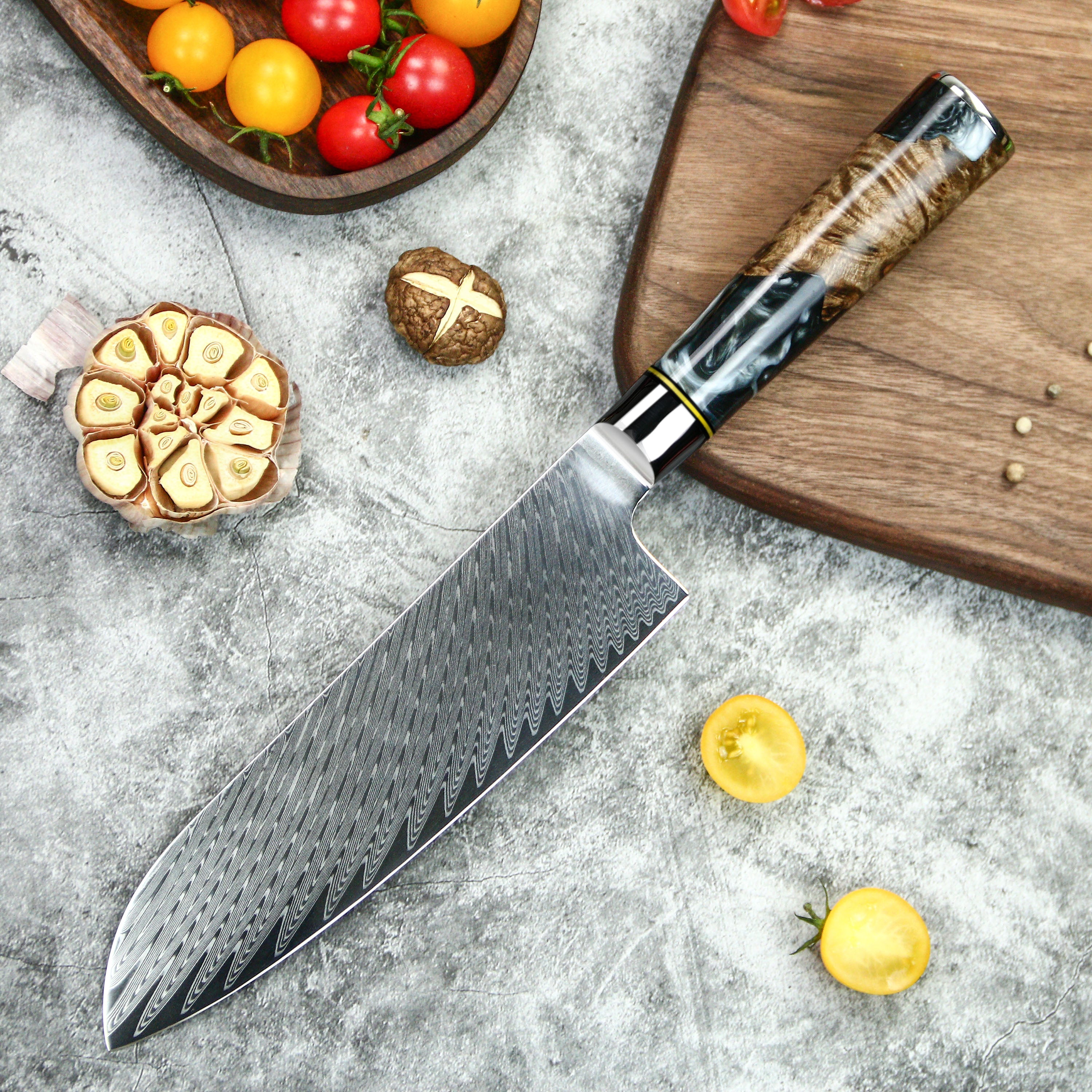 7" Santoku Knife – Japanese-Style Damascus Blade