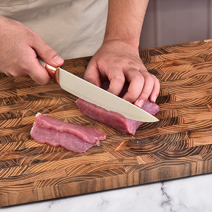 Artisan End Grain Cutting Board - Natural Wave Pattern