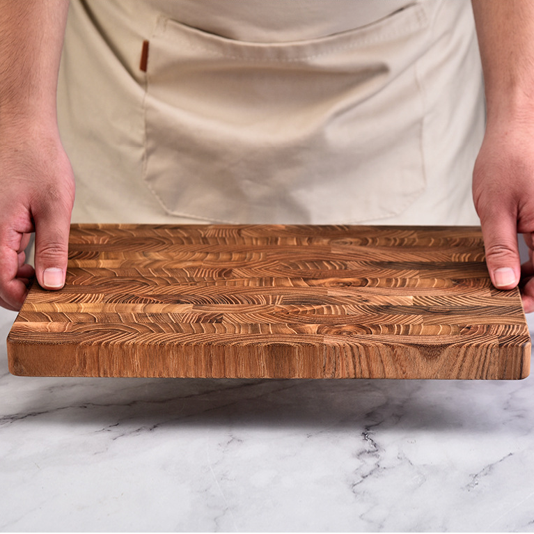 Artisan End Grain Cutting Board - Natural Wave Pattern