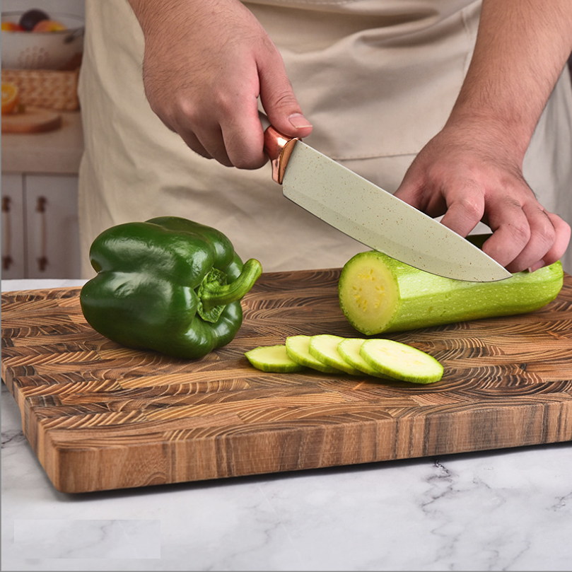 Artisan End Grain Cutting Board - Natural Wave Pattern