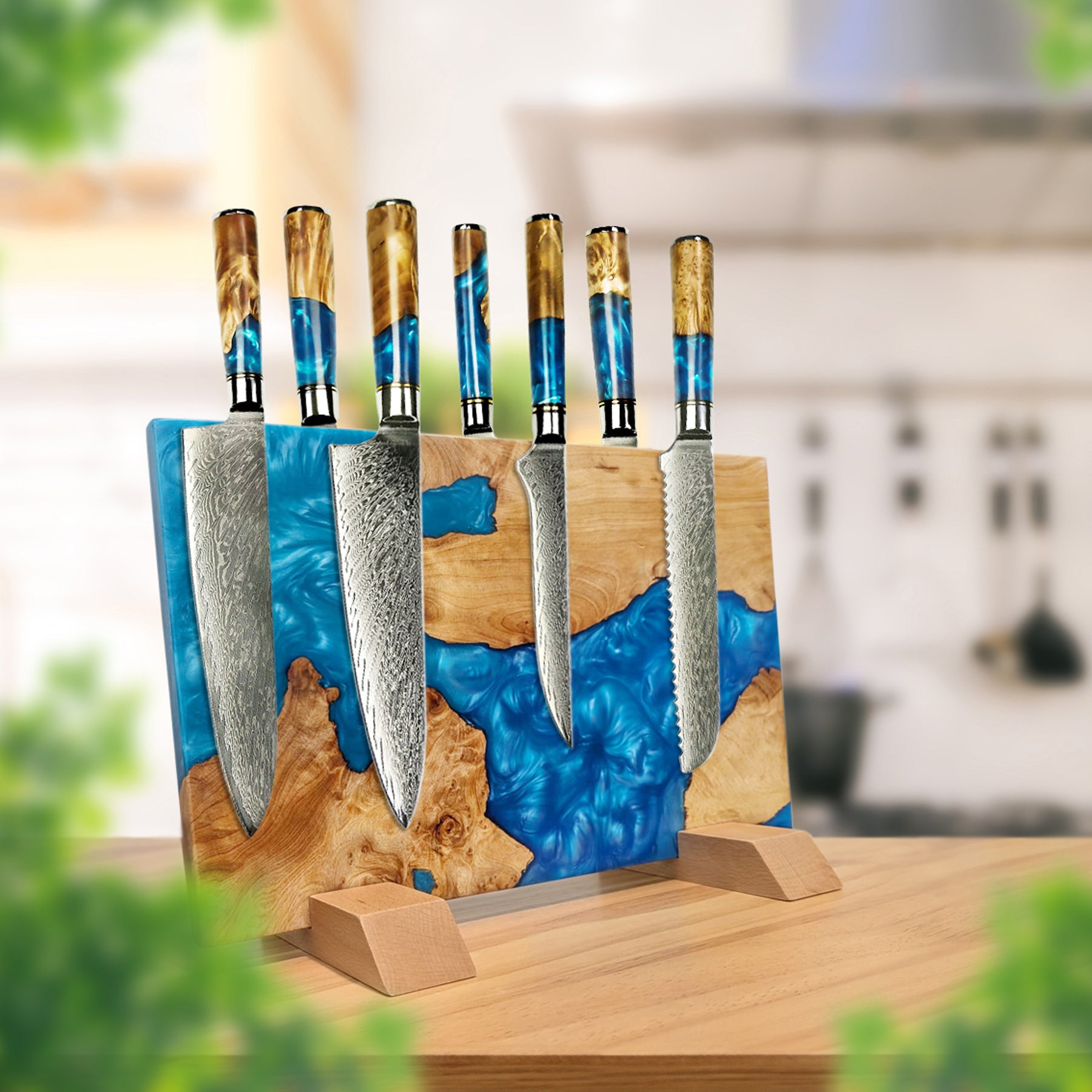 Handcrafted Magnetic Knife Holder with Epoxy Resin Design